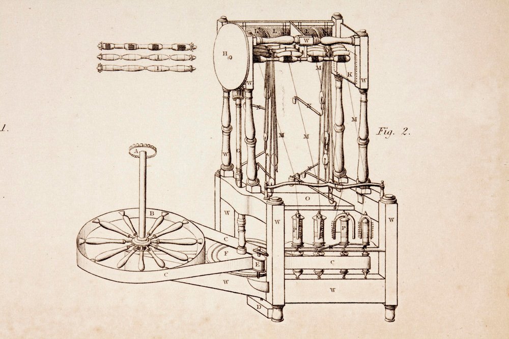 Water Frame used to Spin Cotton Using Force of Water Streams
